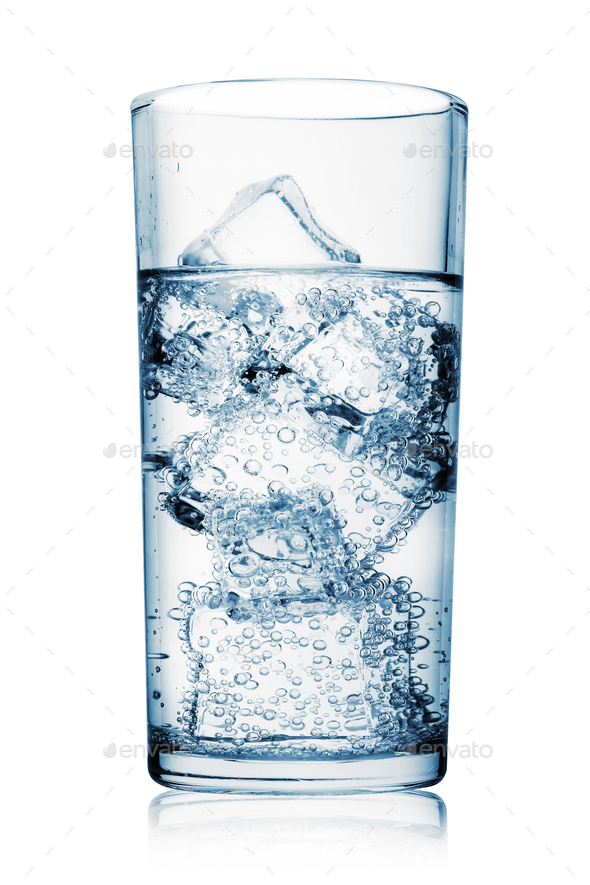 Glass of carbonated water with ice Stock Photo by Alexlukin PhotoDune
